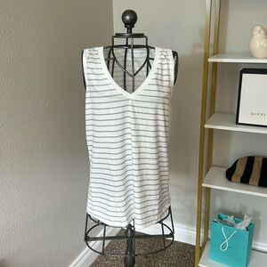 Basic white and black striped long tank top size medium new without tags